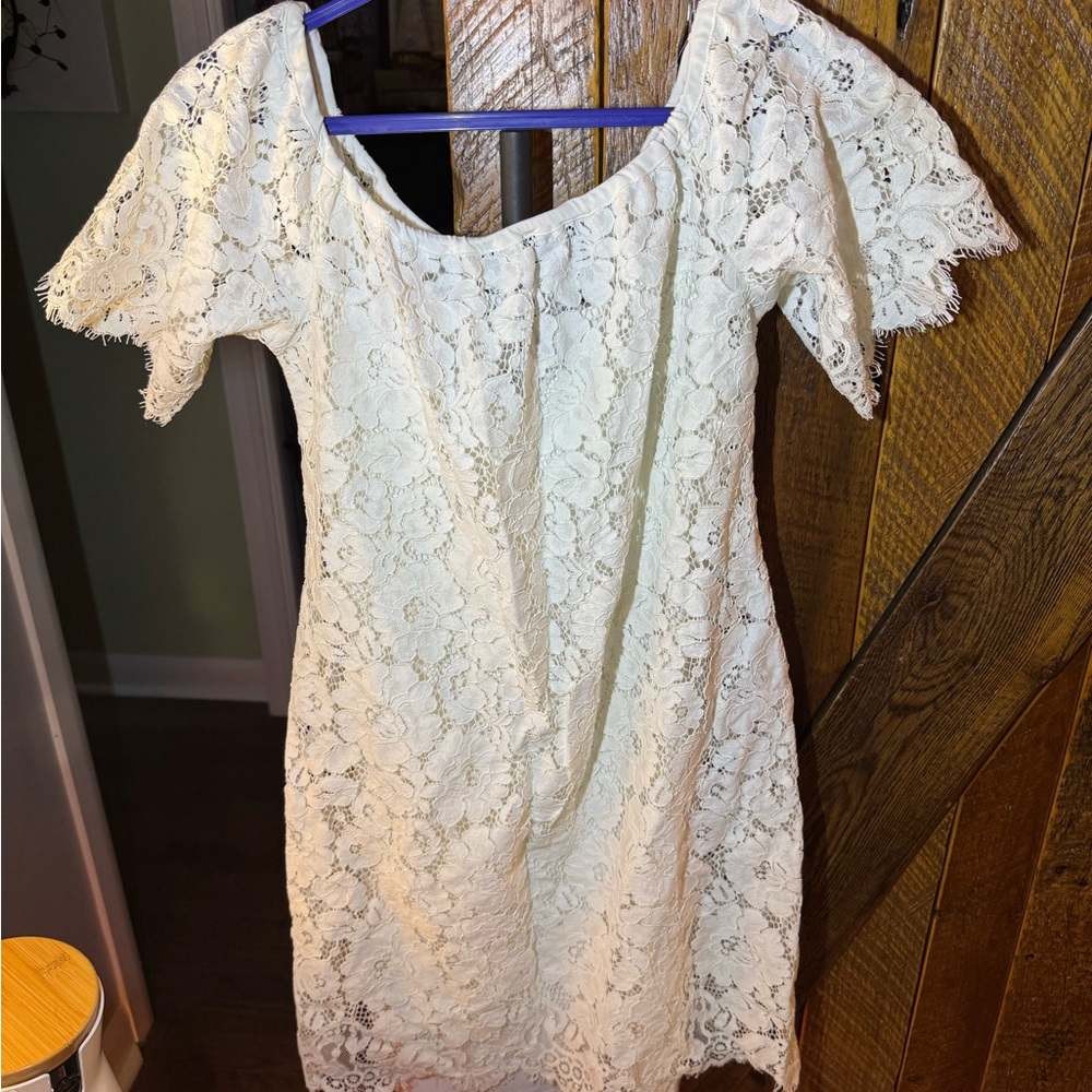 Joseph Ribkoff Cream Sheath Dress Off-the-Shoulder Flutter Sleeves